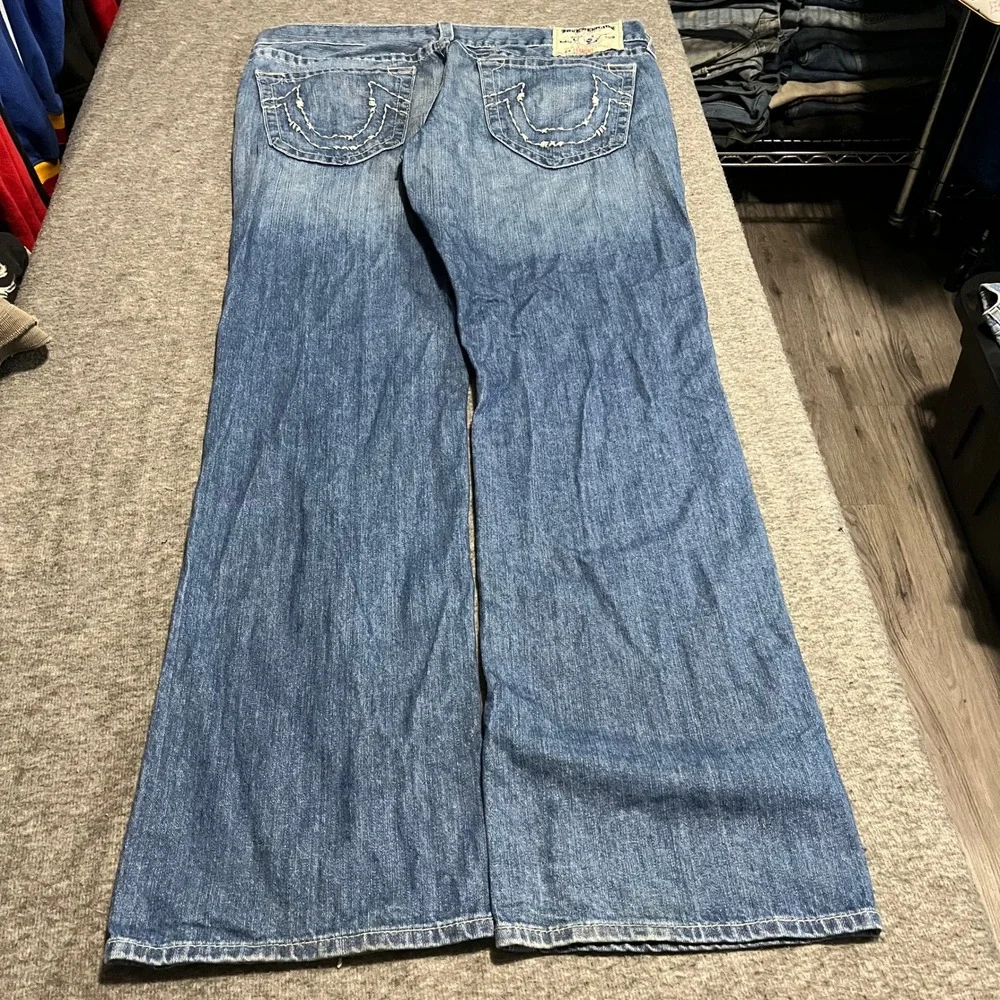 True Religion Section Straight Jeans 38x36 Blue Baggy Flared Made in USA Mens